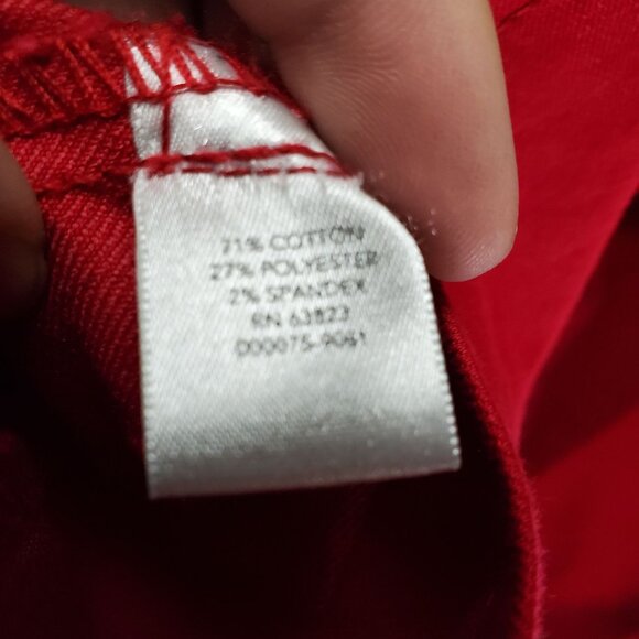 Christopher & Banks Jacket Women Large Red Denim Button Front Rhinestone Trucker - Picture 4 of 10